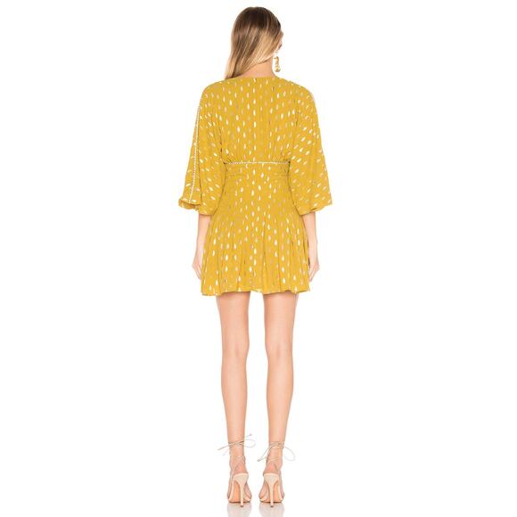 House of Harlow 1960 x REVOLVE OWEN DRESS Flowy Metallic Dot Small Mustard Flaw - Picture 1 of 15